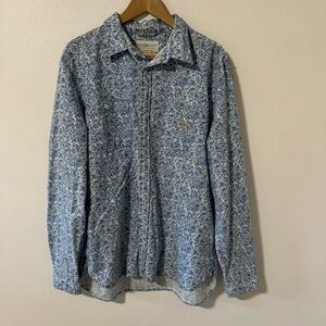 Ralph Lauren Denim & Supply Ditsy Floral Long Sleeve Button Up Shirt Blue Y2K-XL